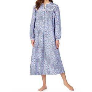 Lanz of Salzburg Womens Tyrolean Heart Floral Nightgown Size Medium White SP EXC